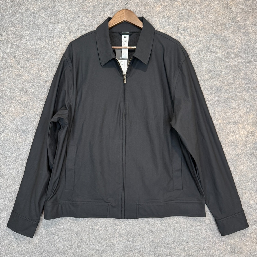 Fabletics The Don Cruiser Jacket Mens XL Bomber Full Zip Black Collared NEW NWT
